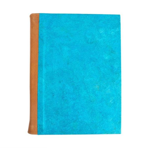 Alternate image for Leather Accented Recycled Paper Journal in Turquoise Eco Turquoise