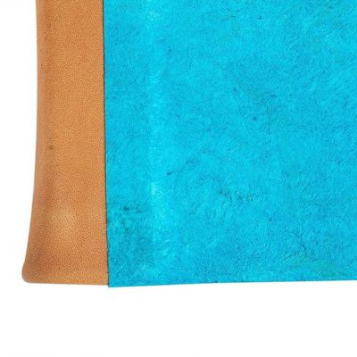 Alternate image for Leather Accented Recycled Paper Journal in Turquoise Eco Turquoise
