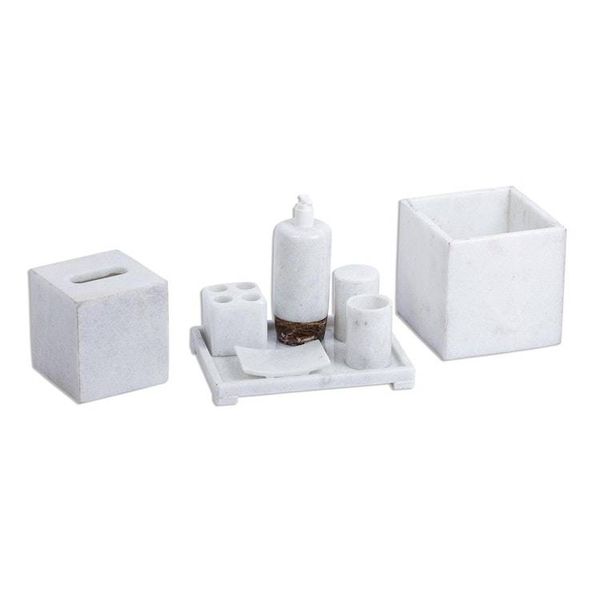 Alternate image for Natural White Marble and Onyx Bath Set 8 Pieces Elite