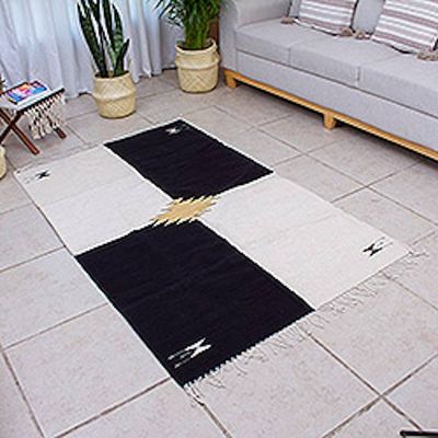 Alternate image for All Wool Colorblock Area Rug in Black and White 4x6.5 Corners