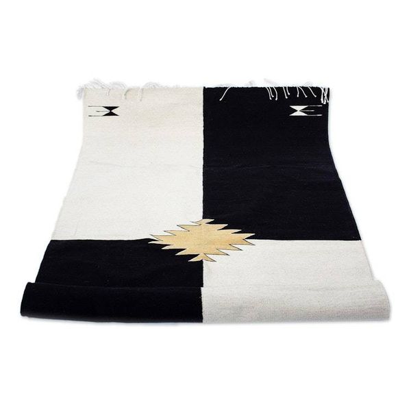Alternate image for All Wool Colorblock Area Rug in Black and White 4x6.5 Corners