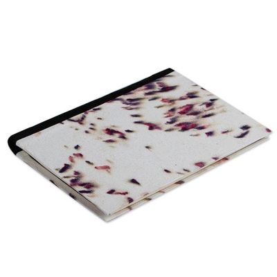 Alternate image for Fuchsia and Purple Recycled Paper Journal with Black Suede Abstract Petals