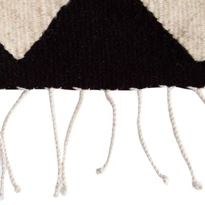 Alternate image for Hand Woven Black and Ecru Wool Area Rug Mountains of Teotitlan