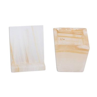 Alternate image for Natural Cream Onyx Desk Set Hand Crafted in Mexico Cream and Honey