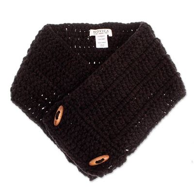 Alternate image for Hand Crocheted Black Neck Warmer Warm Ebony