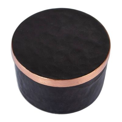 Alternate image for Handcrafted Black Hammered Copper Petite Keepsake Box Midnight Mysteries