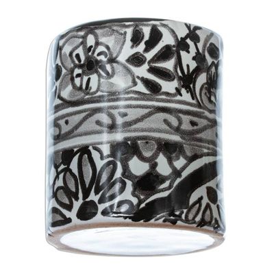Alternate image for Black and White Hand Painted Ceramic Toothbrush Holder Monochrome Flowers