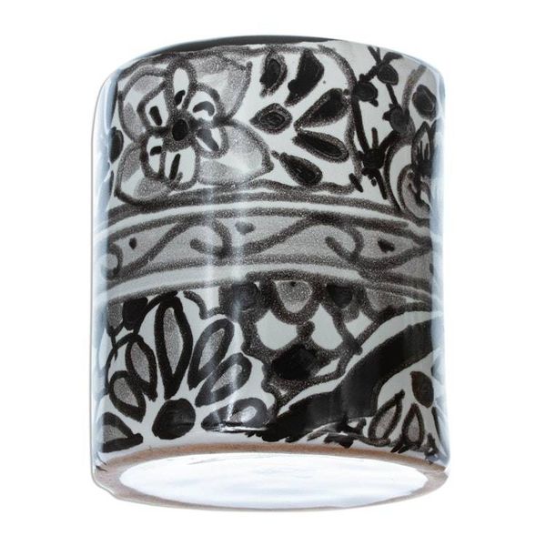 Alternate image for Black and White Hand Painted Ceramic Toothbrush Holder Monochrome Flowers