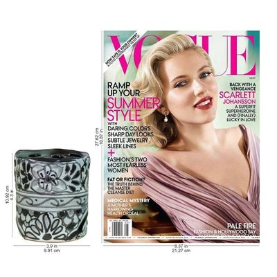 Alternate image for Black and White Hand Painted Ceramic Toothbrush Holder Monochrome Flowers
