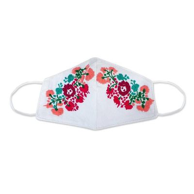 Alternate image for Reusable Floral Embroidered Cotton Face Mask Summer Roses