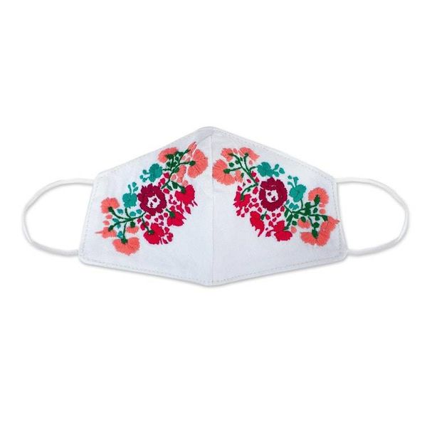 Alternate image for Reusable Floral Embroidered Cotton Face Mask Summer Roses