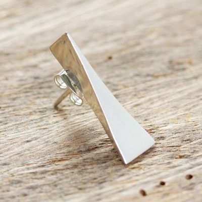 Alternate image for Individual 950 Silver Drop Earring with Geometric Design Alpha