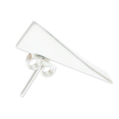 Alternate image for Individual 950 Silver Drop Earring with Geometric Design Alpha
