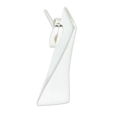 Alternate image for Individual 950 Silver Drop Earring with Geometric Design Alpha