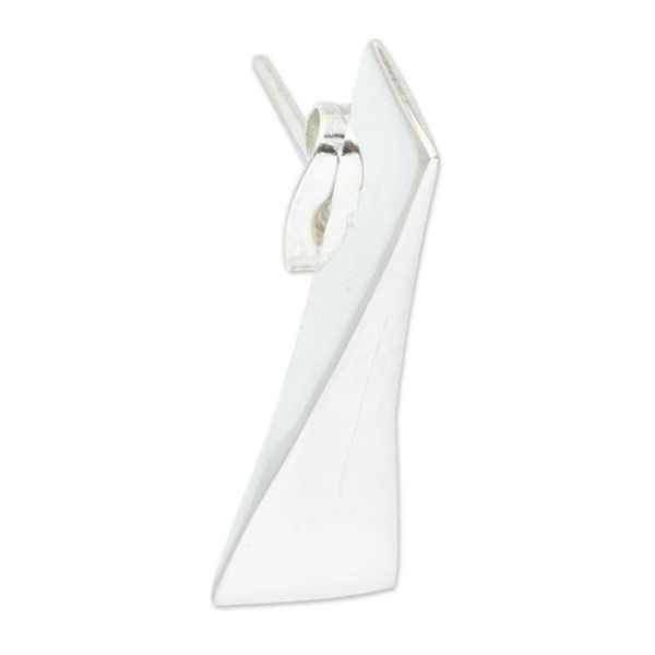 Alternate image for Individual 950 Silver Drop Earring with Geometric Design Alpha