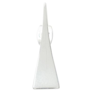 Alternate image for Individual 950 Silver Drop Earring with Geometric Design Alpha