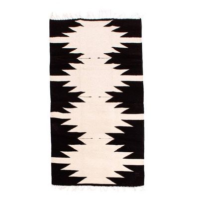 Primary image for Zapotec Black and White Area Rug from Mexico 2.5 X 5 Maguey