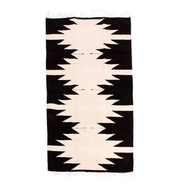 Alternate image for Zapotec Black and White Area Rug from Mexico 2.5 X 5 Maguey