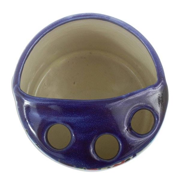 Alternate image for Artisan Crafted Multicolored Ceramic Toothbrush Holder Talavera Flowers