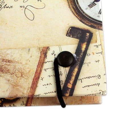 Alternate image for Recycled Paper Handmade Journal with Travel Motifs Time Flies