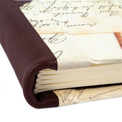 Alternate image for Recycled Paper Handmade Journal with Travel Motifs Time Flies