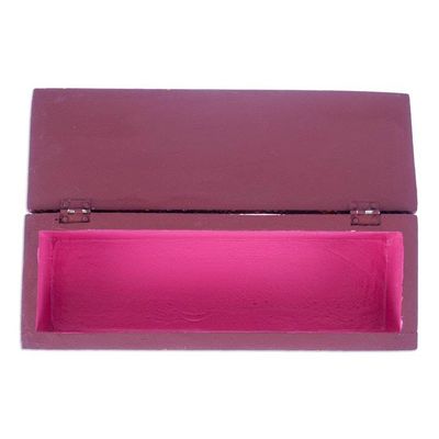 Alternate image for Hand-Painted Orange Decorative Wood Box with Floral Details Summer Eden