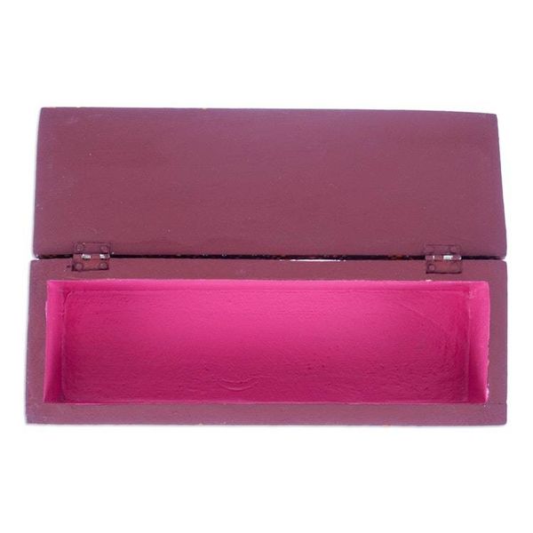 Alternate image for Hand-Painted Orange Decorative Wood Box with Floral Details Summer Eden