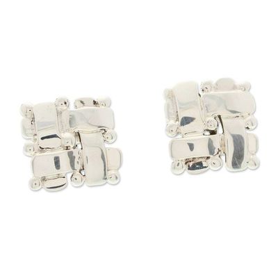 Alternate image for Polished Taxco Sterling Silver Cufflinks from Mexico Pair Braided Gala