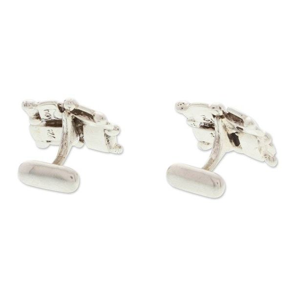 Alternate image for Polished Taxco Sterling Silver Cufflinks from Mexico Pair Braided Gala