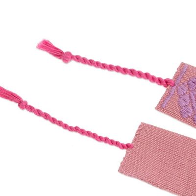 Alternate image for Pair of Handloomed Cotton Bookmarks in a Pink Base Hue Pink Allies