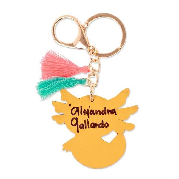 Alternate image for Hand-Painted Axolotl-Themed Wood Keychain and Bag Charm Aquatic Friend