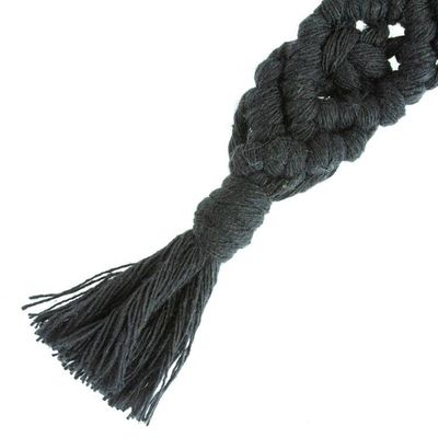Alternate image for Mexican Recycled Cotton Macrame Keychain in Black Black Structure
