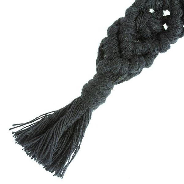 Alternate image for Mexican Recycled Cotton Macrame Keychain in Black Black Structure