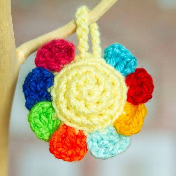 Alternate image for Flower Crocheted Charm for Handbags Handmade in Mexico Cute Flower