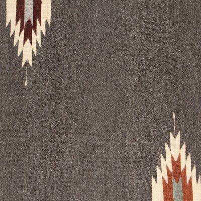 Alternate image for Handwoven Geometric Dark Grey Zapotec Wool Runner 2x6 Grey Gleams