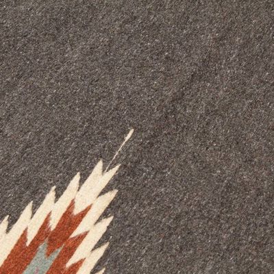 Alternate image for Handwoven Geometric Dark Grey Zapotec Wool Runner 2x6 Grey Gleams