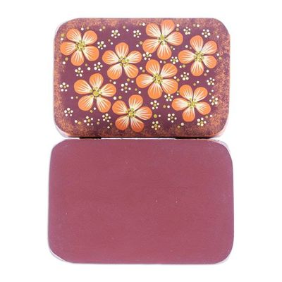 Alternate image for Handcrafted Orange Decorative Wood Box with Floral Details Secret Summer
