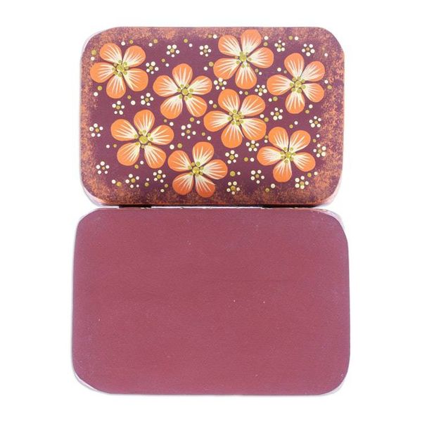 Alternate image for Handcrafted Orange Decorative Wood Box with Floral Details Secret Summer