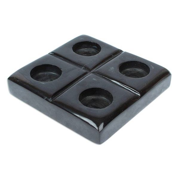 Alternate image for Black Natural Onyx Tealight Candleholder Crafted in Mexico Sparkles Mystery