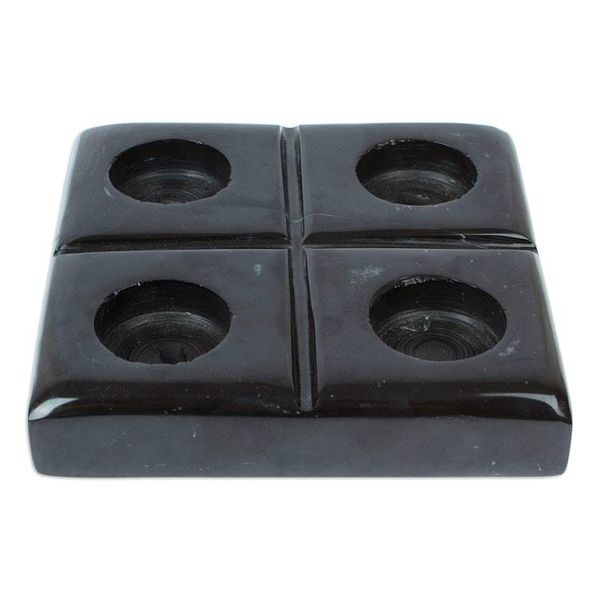 Alternate image for Black Natural Onyx Tealight Candleholder Crafted in Mexico Sparkles Mystery