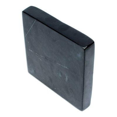 Alternate image for Black Natural Onyx Tealight Candleholder Crafted in Mexico Sparkles Mystery