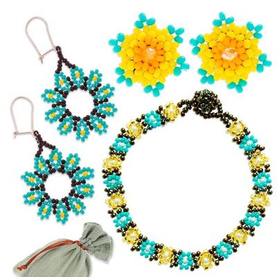 Primary image for Handmade Crystal and Glass Beaded Jewelry Curated Gift Set Arcadian Flowers
