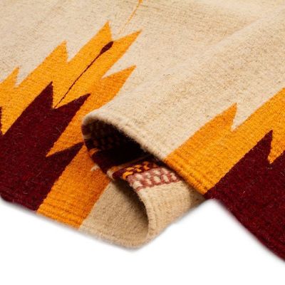 Alternate image for Natural Dye Zapotec 2.5x5 Wool Rug with Geometric Details Desert Dreams