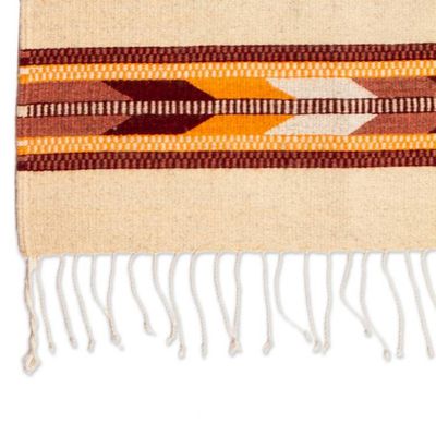 Alternate image for Natural Dye Zapotec 2.5x5 Wool Rug with Geometric Details Desert Dreams