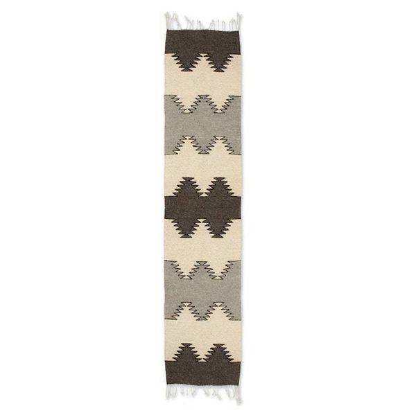 Alternate image for Minimalist Zapotec Grey and Beige 100 Wool Runner 1x6 Grey Trends