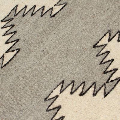 Alternate image for Minimalist Zapotec Grey and Beige 100 Wool Runner 1x6 Grey Trends