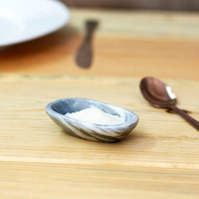 Alternate image for Grey and White Natural Marble Catchall Hand-Carved in Mexico Grey Finesse