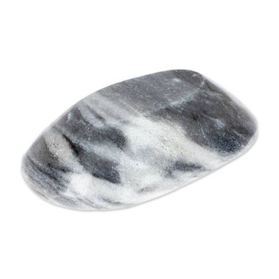 Alternate image for Grey and White Natural Marble Catchall Hand-Carved in Mexico Grey Finesse