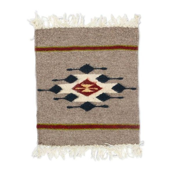Alternate image for Zapotec Diamond-Patterned Grey and Red Wool Area Rug 1x1 Diamond of Magnificence