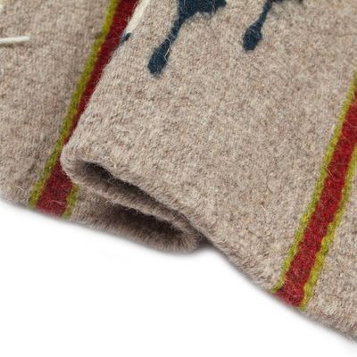 Alternate image for Zapotec Diamond-Patterned Grey and Red Wool Area Rug 1x1 Diamond of Magnificence